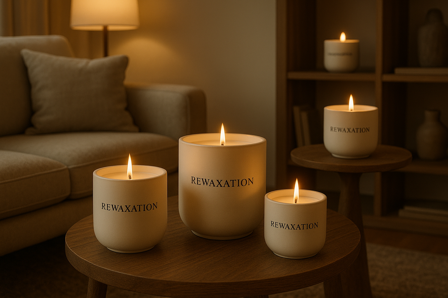 rewaxation candle vessels in a living room